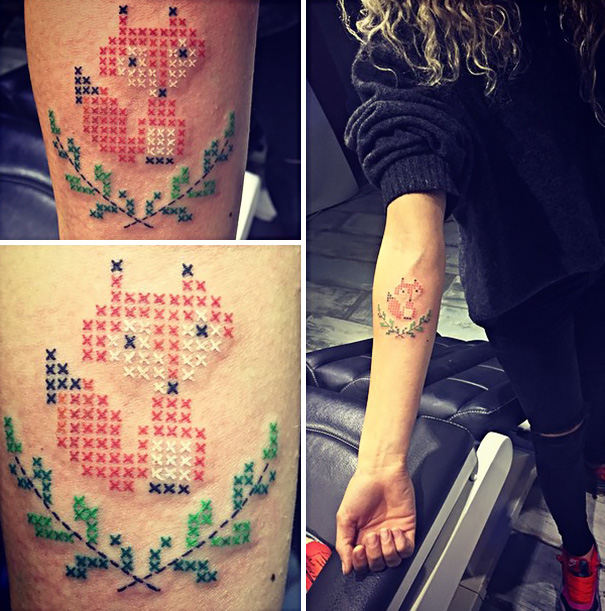 Vyšívané tetovania krížikovým stehom 2