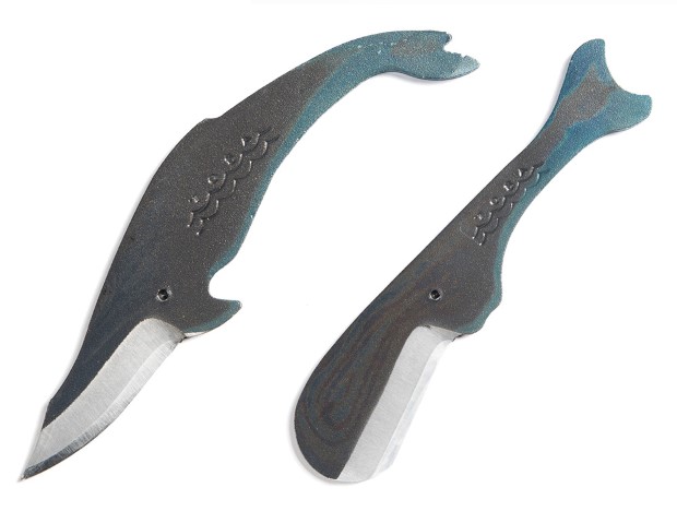 Kujira nože tvarované do podoby veľrýb z dielne Toru Yamashita 2