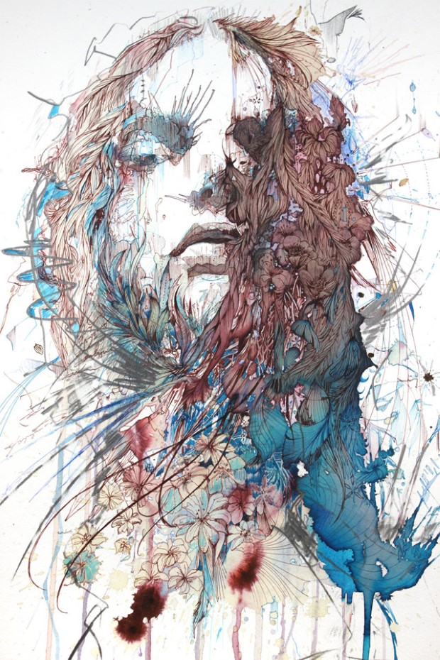 Carne Griffiths malovanie cajom kavou vodkou likerom 1