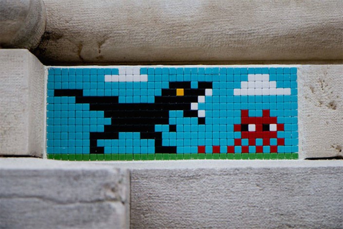 Invader 8 bitovy street art Ravenna 8