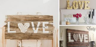 Valentínske dekorácie z dreva s romantickými nápismi