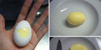 Miešané vajcia, uvarené natvrdo v neporušenej škrupinke