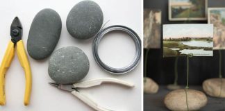Držiak na menovku, stojan na fotku z kameňa a drôtu | DIY nápad a návod
