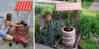 Dekoratívne studničky do záhrady pre šťastie vyrobené z pneumatík