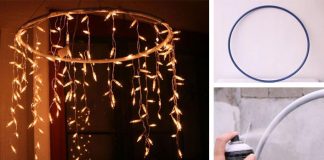 Luster z hula hoop tvoriaci romantickú atmosféru | DIY nápad s návodom