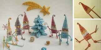 Vianoční trpaslíci upletení z papierových ruličiek | DIY nápad s návodom