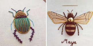 Zdobené vyšívky hmyzu | Handmade tvorba Humayrah Bing Altaf