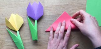 Origami tulipány alebo ako poskladať tulipány z farebného papiera | DIY návod