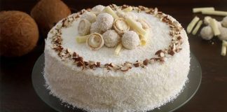 Raffaello torta | Kokosovo-mandľová torta s bielou čokoládou