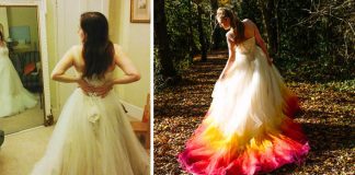 Svadobné šaty v žiarivých jesenných farbách v štýle ombré