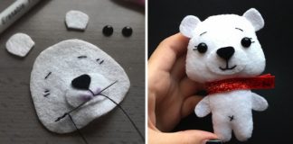 Polárny medvedík z filcu | Detailný návod ako postupovať pri tvorbe hračky