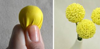 Dekoratívne kvety kraspédie z penovej hmoty foamiran | DIY návod