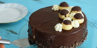 Profiterole torta | Čokoládová torta s buchtičkami z odpaľovaného cesta